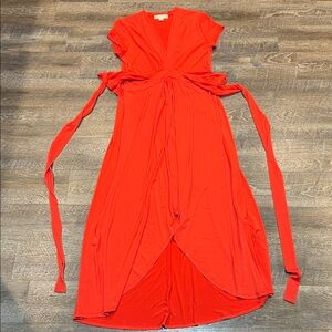 Michael Kors Red Wrap-Front Dress with Tie Waist Sz 14